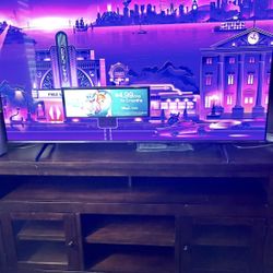 60” Solid Wood TV Stand / Media Console – Reddish Brown