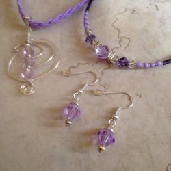 Silver Necklace/Bracelet/Earring Jewelry Set with Swarovski Crystals