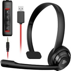 NUBWO HW02 USB Headset with Microphone Noise Cancelling &in-line Control, Super Light, Ultra Comfort Computer Headset for Laptop pc, On-Ear Wired Offi