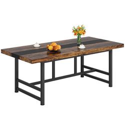 New Large 70” Rustic Dinning Table with metal frame for 6
