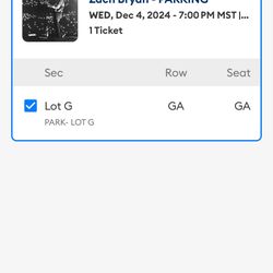 Zach Bryan PARKING DEC 4 Lot G