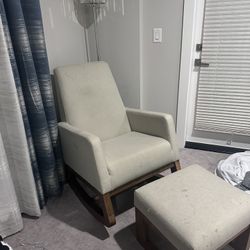 Baxton Rocking Chair + Ottoman – Neutral Beige