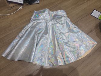 Silver holographic mini skirt