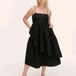 Kate Spade New York x Target Tiered Ruffle Black Tank Midi Dress XXL NWT