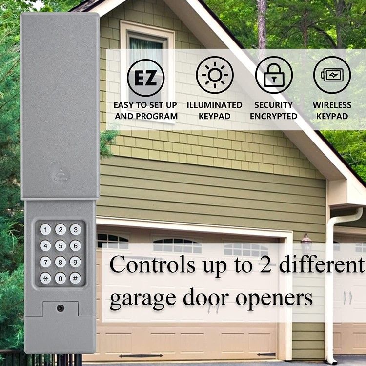 Wireless Garage Door Keypad Compatible with Linear Multi-Code 10 Dip Switch, Chamberlain LiftMaster Sears Craftsman Opener Green|Orange|Red|Purple|Yel