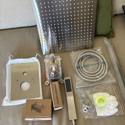 SR SUN RISE 12 Inch Ceiling Mount Brushed Nickel Shower System Bathroom Luxury Rain Mixer Shower Combo Set with Rough-in Valve and Trim