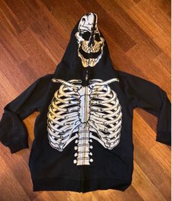 Kids Skeleton Zip-Up Hoodie with Skull Mask- Day of Dead