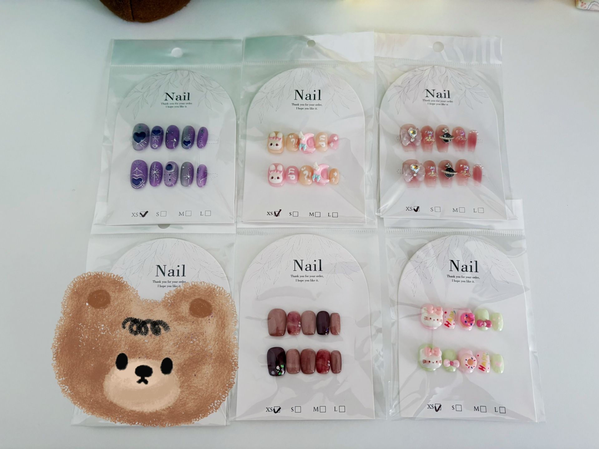 Size XS salon quality push on /press on nails (price for each pair)