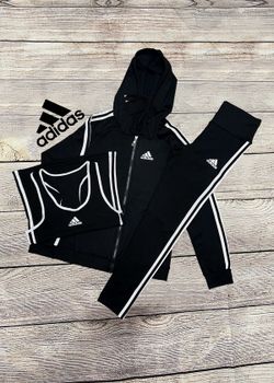 ADIDAS 3 Piece Black Suit Female (Stretchable) (S/M) & (L/XL)