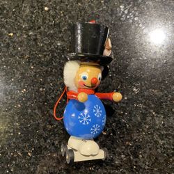 Vintage Steinbach Germany Wooden Skater Christmas Tree Holiday Ornament