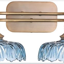 Vintage Bathroom Vanity Light Fixtures 2-Light Bathroom Lighting with Grey Glass Wall Sconces for Hallway Living Room Bedroom Entryway