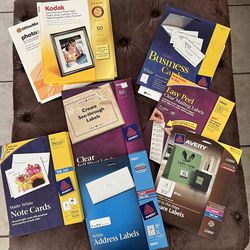 Lot Of MANY Office Supplies - Avery Labels, Business Cards, KODAK Photo Paper, Clear Labels 