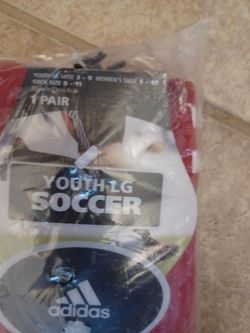 Adidas Youth Large Soccer Socks Size 9-11 Red White Stripes