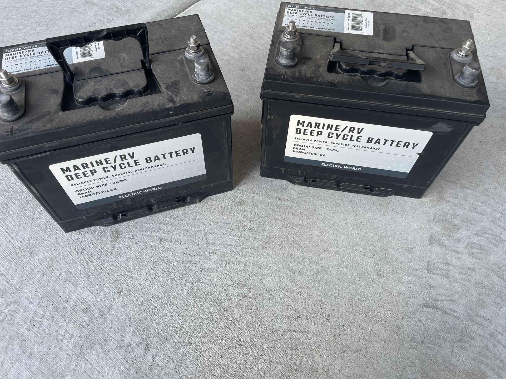 Two Electric World Marine/RV Deep Cycle Battery, Group Size 24M, 550 CCA