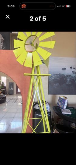 Yellow Metal Decorative Windmill
