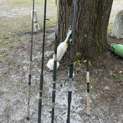 Fishing Rods (5) And Reel (1). Great For Surf Fishing!