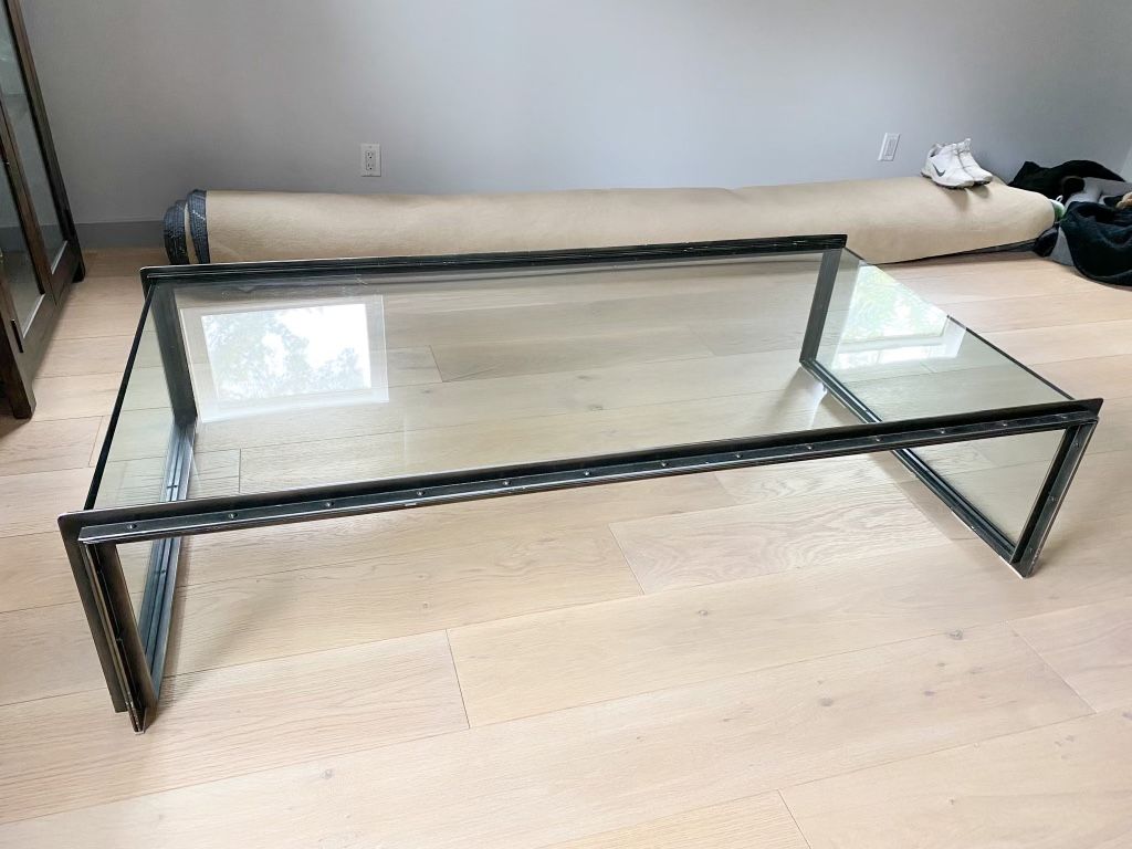 Restoration Hardware Waterfall Glass And Iron Coffee Table