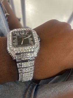 Cartier Santos Iced Out Diamond Watch