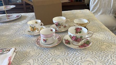 Set BB Five bone china vintage English teacup sets