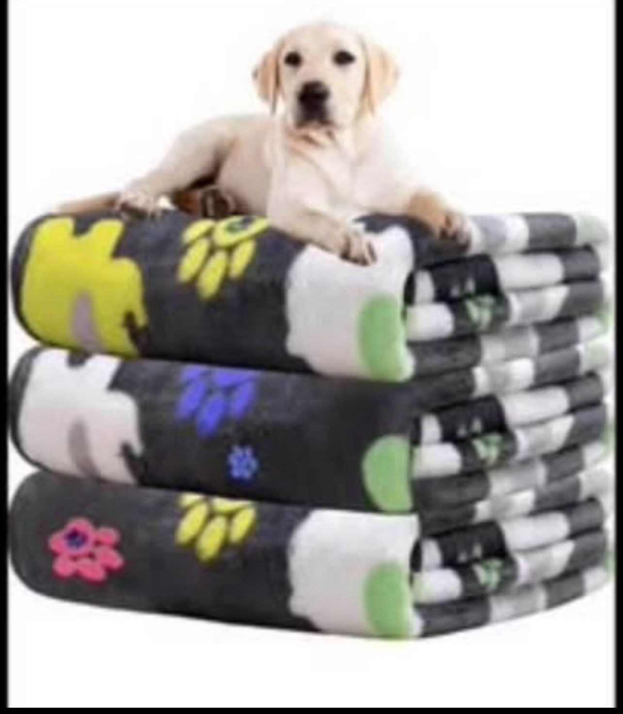 Brandnew 3pk Dog Blankets for Large Dogs,1 Pack 3 Dog Throw Blanket with Flannel Grey Cute Elephant Pattern and paw Prints,41x31 inches, Cat Blanket P