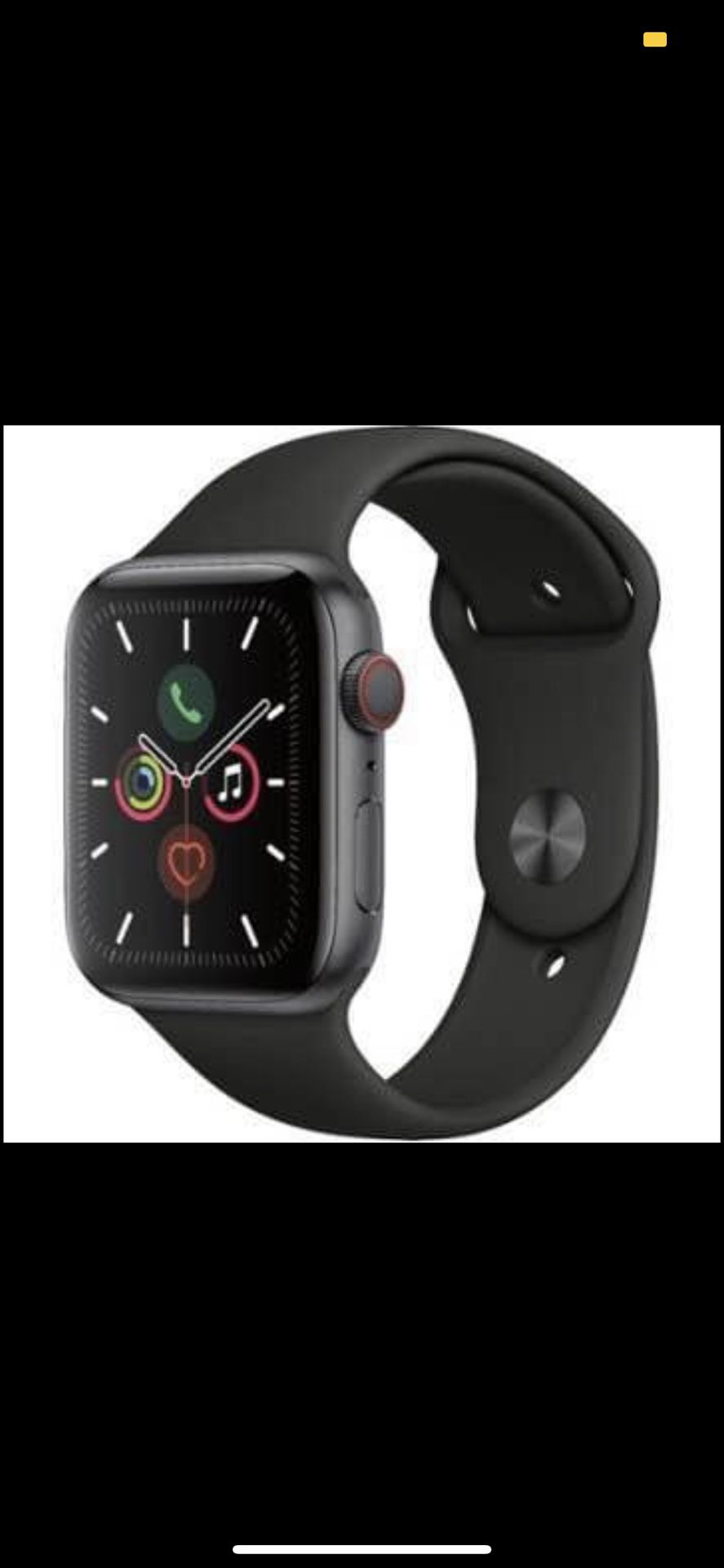 Apple Watch Series 5 (GPS + Cellular) 44mm Space Gray Aluminum Case with Black Sport Band - Space Gr