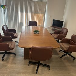 Professional 8ft Conference Table w/ 6 Executive Chairs – Excellent Condition
