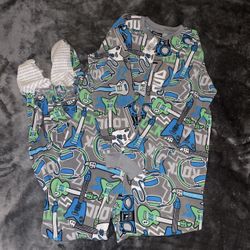 Joe Boxer Electric Guitar Kids Size 10/12 MicroFleece Footed One Piece Sleeper