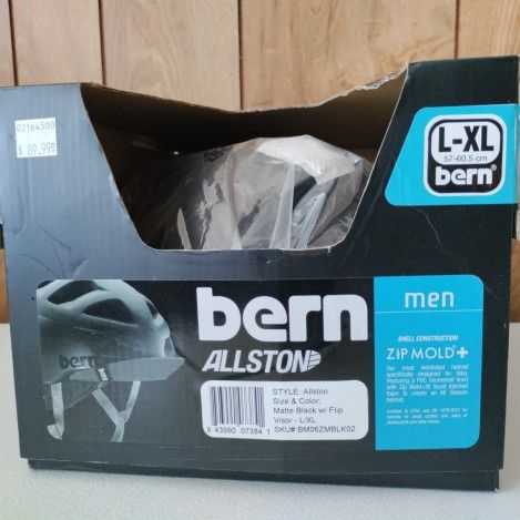 Bern Allston L-XL 57-60.5cm Zip-Mold Cycling Bike Helmet w/ Flip Visor