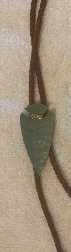 Vintage Metal Bolo Tie, Nice Silver with Nice Gray Arrowhead and Brass Design, Native, Nice Western Design, 2 1/4" x 1 1/8", Quality, Heavy Duty, Coun