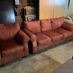 Dark Red Orange 2 Piece Seat Sofa Set