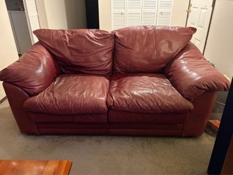 Burgundy Leather Loveseat Sofa