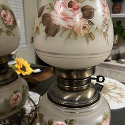 Antique Milk Glass Lamp (Pair) 