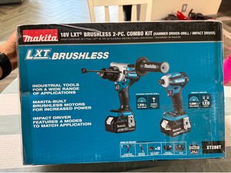 Makita 18V LXT® Brushless 2-Pc. Combo Kit (XT288T) featuring a teal color scheme.