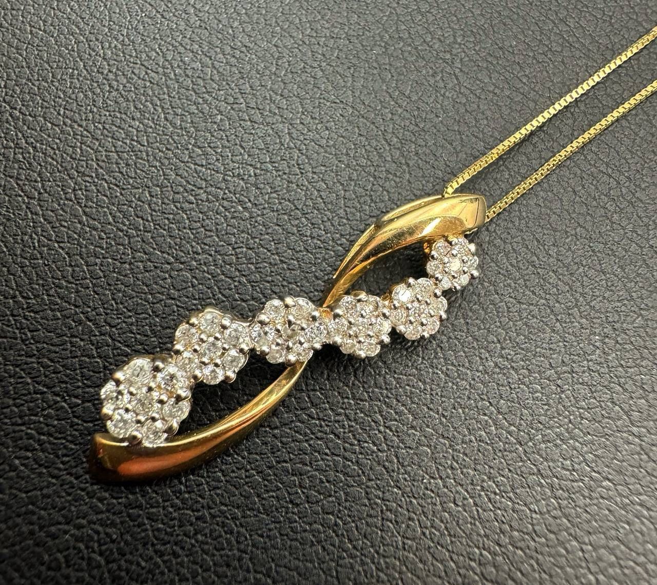 10k solid yellow gold Necklace chain with infinity pendant 19β 0.7mm mm 1.9 grams 0.8CTW