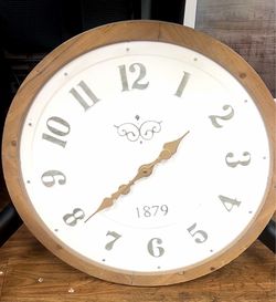 Greyleigh Oversized Vernice 31.5” Wall Clock — Farmhouse Wood Frame
