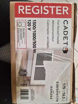 Cadet Register Fan-Forced Wall Heater 30$
