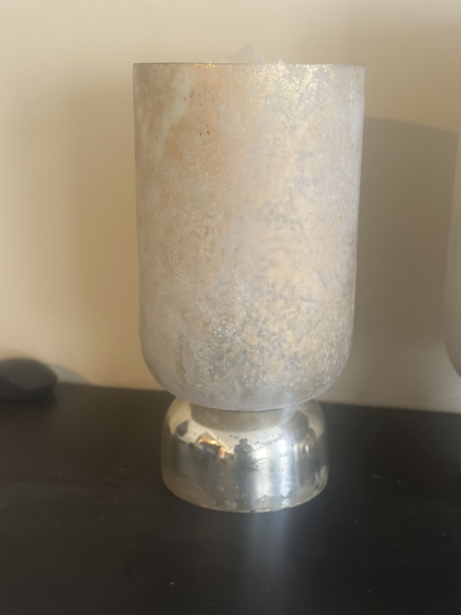 Frosted Silver Mercury Glass Hurricane Lantern