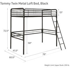 Tommy Twin Loft Bed, Black