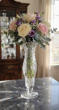Antique 14" American Brilliant Cut Crystal Pedestal Vase (ABP)