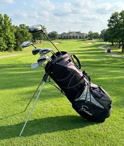 Golf set 10 Piece full with Callaway king cobra Adams various irons 5,6,7,8,9 putter , 3 wood and driver with stand bag