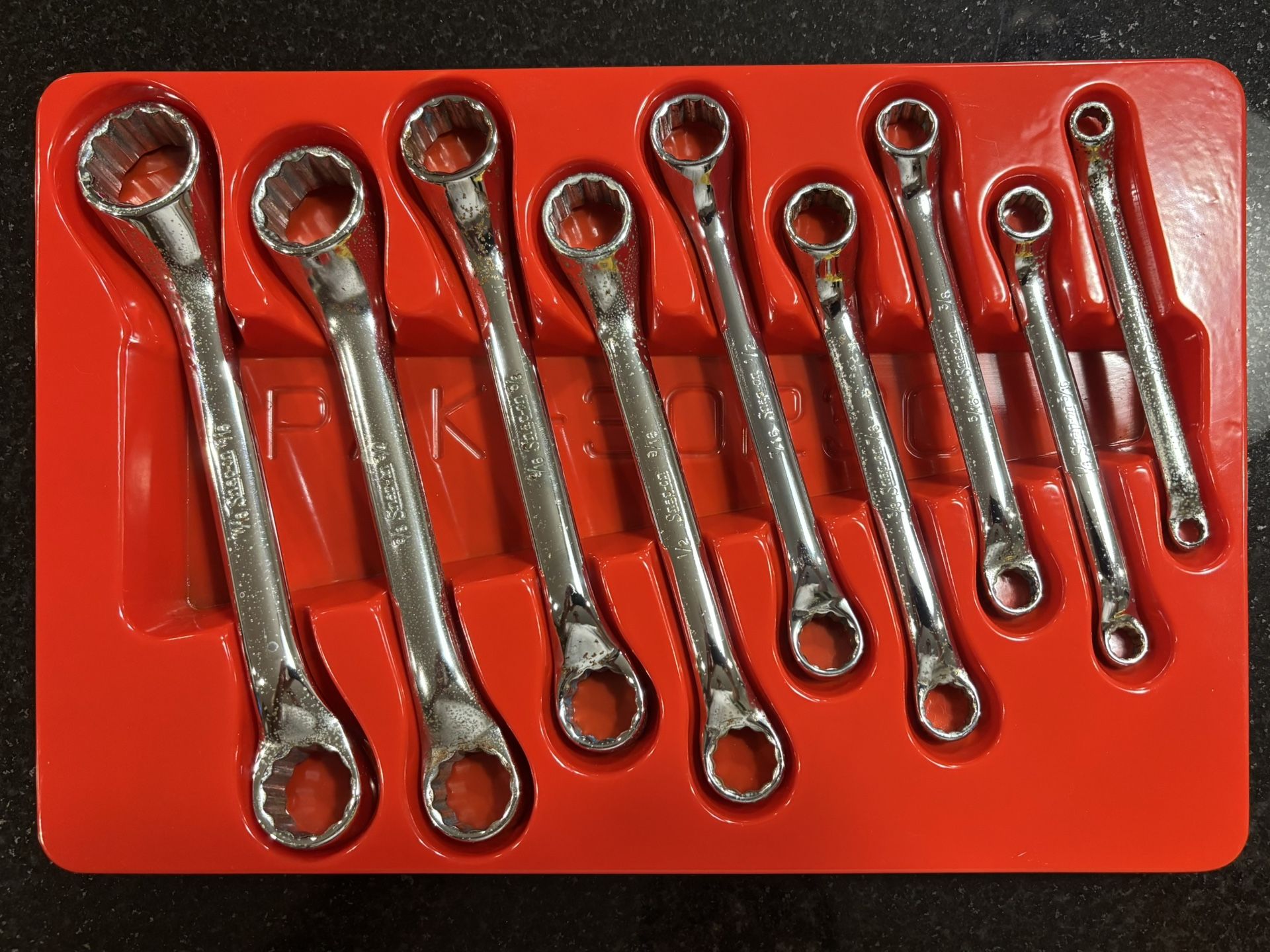 Snap-On Tools XS609A 9pc 12-Point SAE Flank Short 10° Offset Box Wrench Set