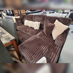 Pull out sofa Brown corduroy sectional convertible couch