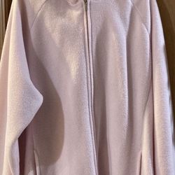 Womens Fashion Bug Pink Zip Up Front Jacket Long Sleeve Fur Cuffs And Fur Hood Size 22/24