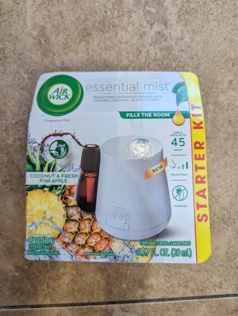 Air Wick Essential Mist Starter Kit (Diffuser + Refill), Coconut Pineapple Essential Oils Diffuser