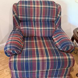 Drexel Heritage Plaid Skirted Lounge Chair Arm Chair