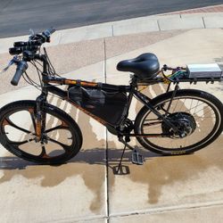 Custom E-bike, 45mph, 80 Mile Range, 1500w, 1kWh 13S6P Battery, Steel Frame, 26in Wheels, Twist Throttle