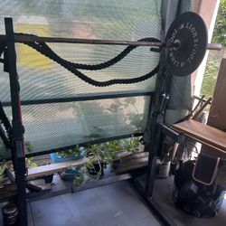 Squat Rack Workout Bench Set Workout Rope Hip Thrust Belt Dumbbells $250