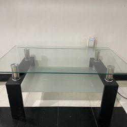 Glass Coffee Table With Black Accents