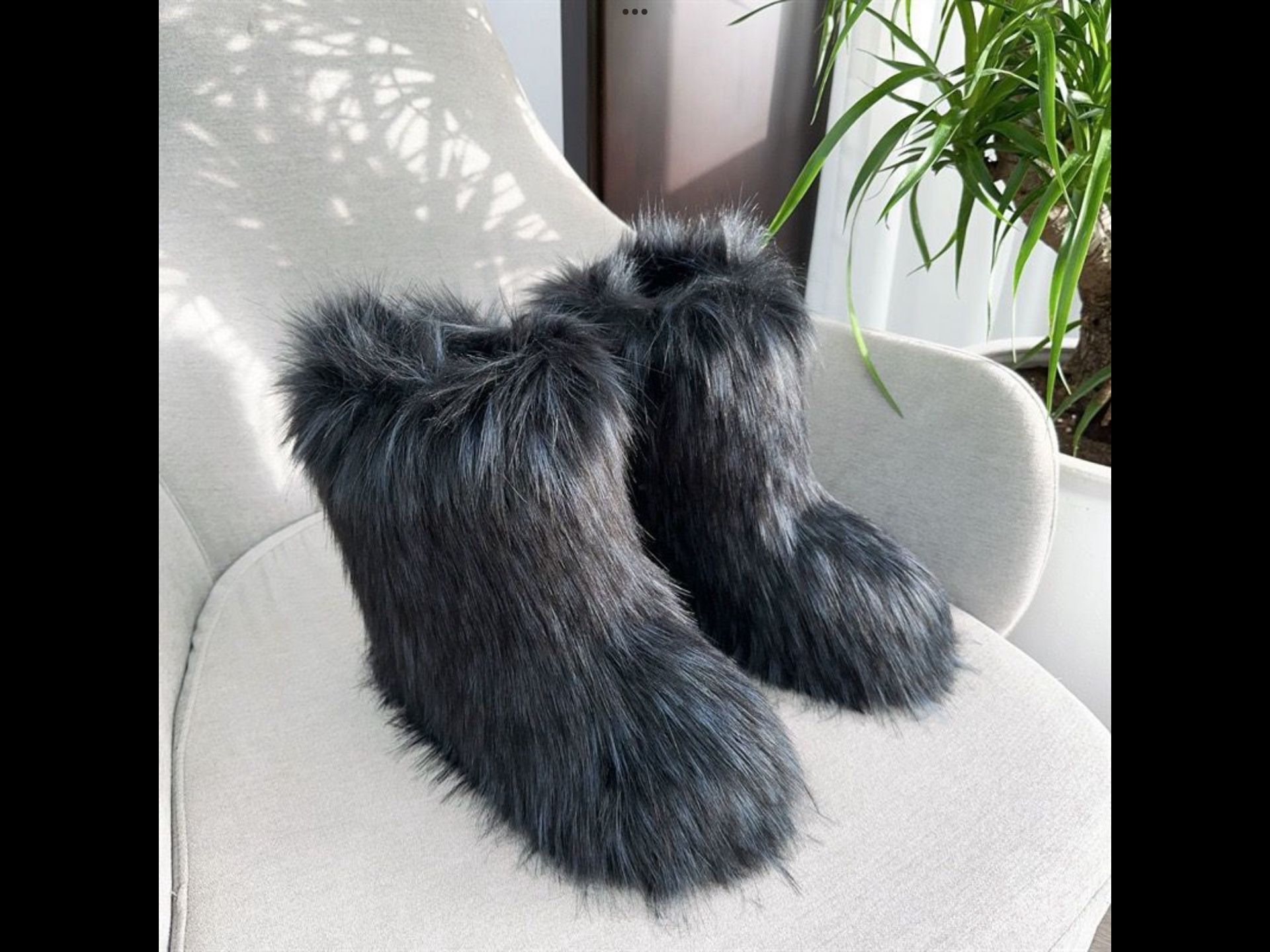 Black With Blue Tips Faux Boots Size 10