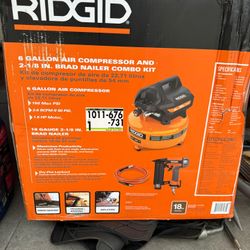 Compressor Of 6 Gallons And 18 Gauge Finishing Nailer 